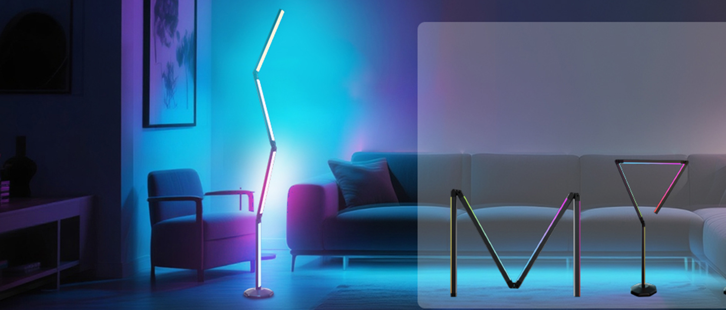 LED лампа настільна Electight RGB з димеруванням, 82 см, 800 люмен, складний дизайн, пульт та додаток, 16 млн кольорів, 99 режимів, синхронізація з музикою та таймер, для читання, офісу та ігор