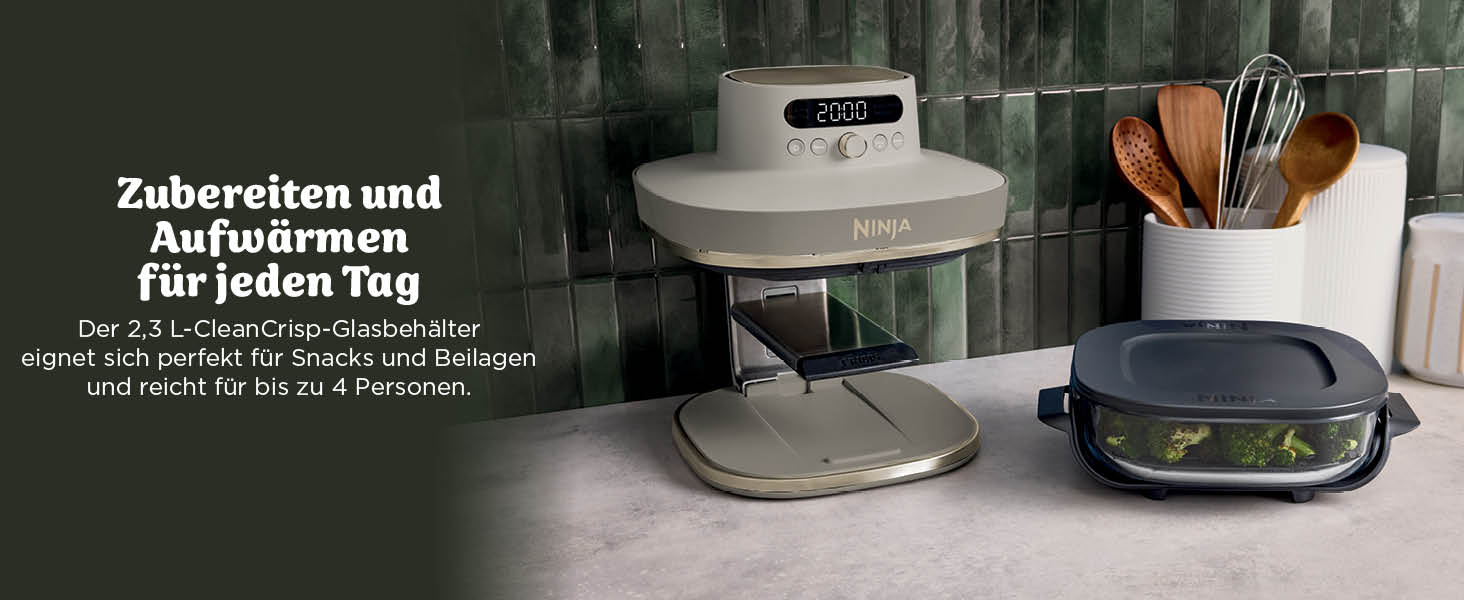 Скляна аерофритюрниця Ninja CRISPi PRO XL з 5 функціями, колір Stone Gold