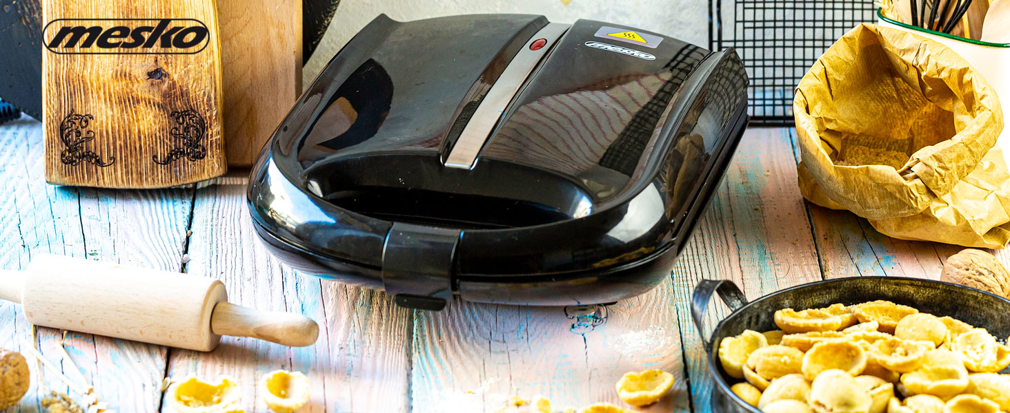 Вафельниця для горіхів Mesko MS3041 Waffeleisen: 24 половинки горіхів, XL, 1600 Вт, антипригарне покриття, чорний