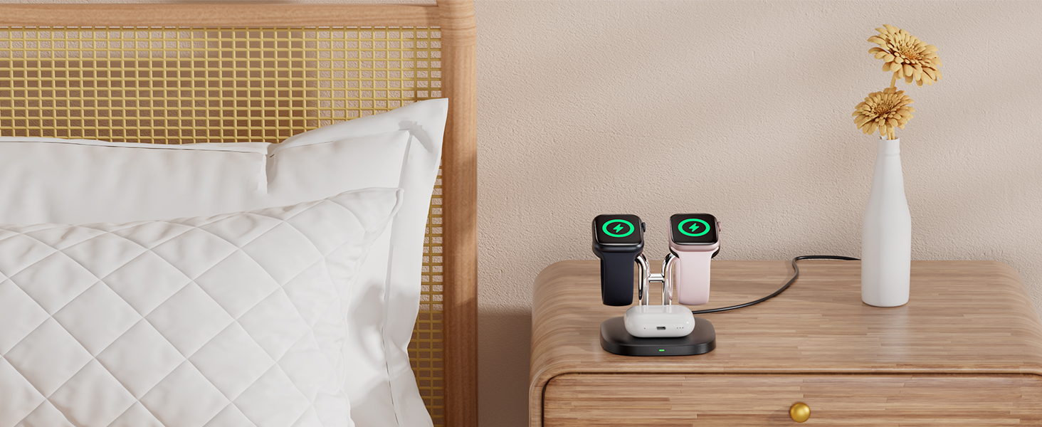 Зарядний пристрій SwanScout для Apple Watch 10/Ultra/9/8/7/6 та AirPods Pro (704A, 3.3W, чорний)