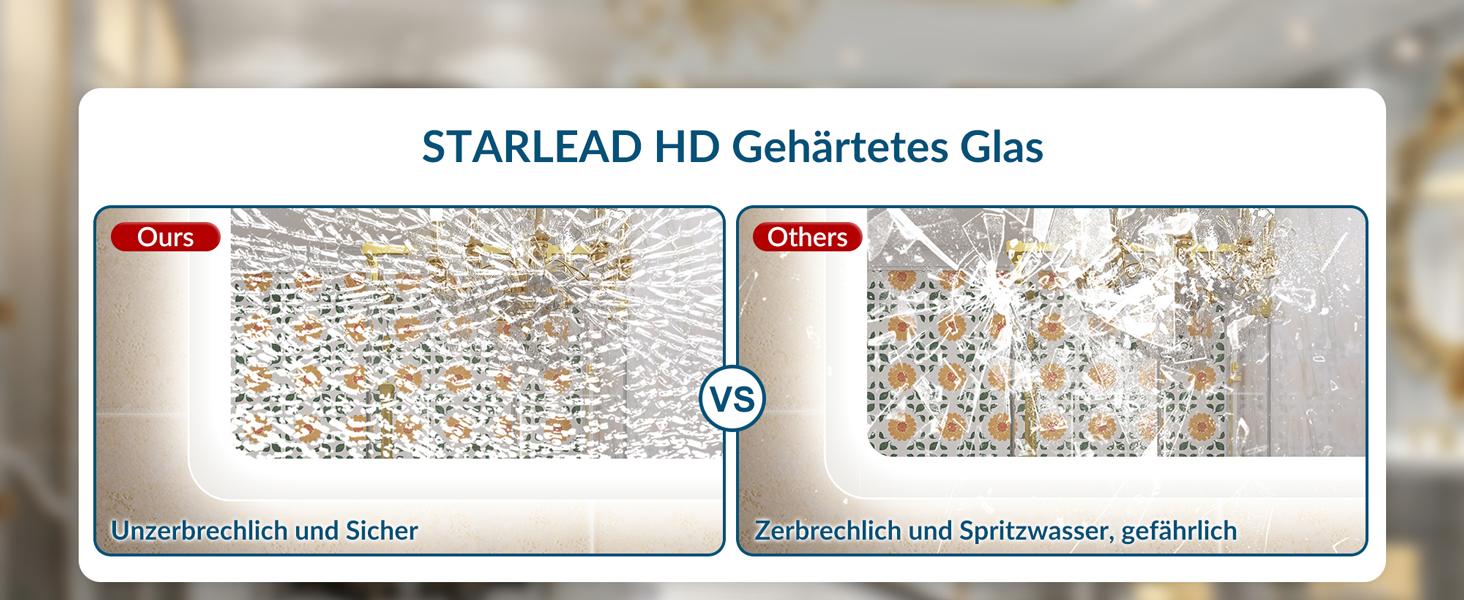 Дзеркало для ванної кімнати STARLEAD з підсвічуванням 80x60 см, регулювання яскравості, 3 колірні температури (3000K-6500K), протитуманне покриття, функція пам'яті, LED дзеркало для ванної кімнати IP44, HD скло, горизонтальне/вертикальне встановлення, M3017, срібний колір. Без Bluetooth, без лупи 5x.