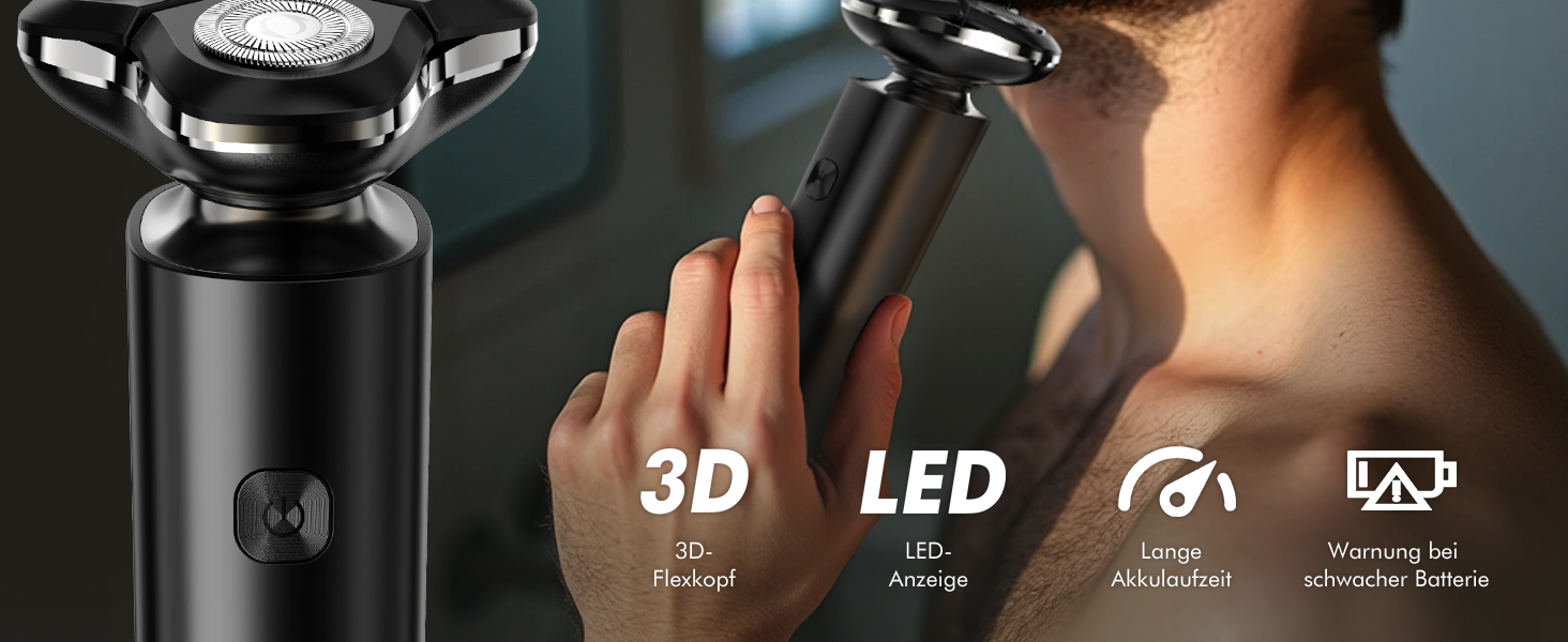 Електричний чоловічий бритва ETROBOT 3-в-1, IPX7, вологостійкий, для сухого та вологого гоління, з магнітною головкою та зарядкою USB-C