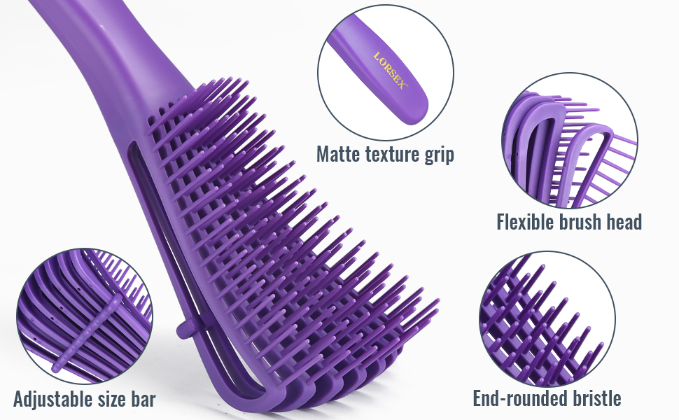 Набір для догляду за волоссям: щітка для розплутування з пульверизатором 200 мл, щітка для волосся з натуральної щетини, набір з 3 шт. для створення об'єму, двостороння щітка (фіолетовий)