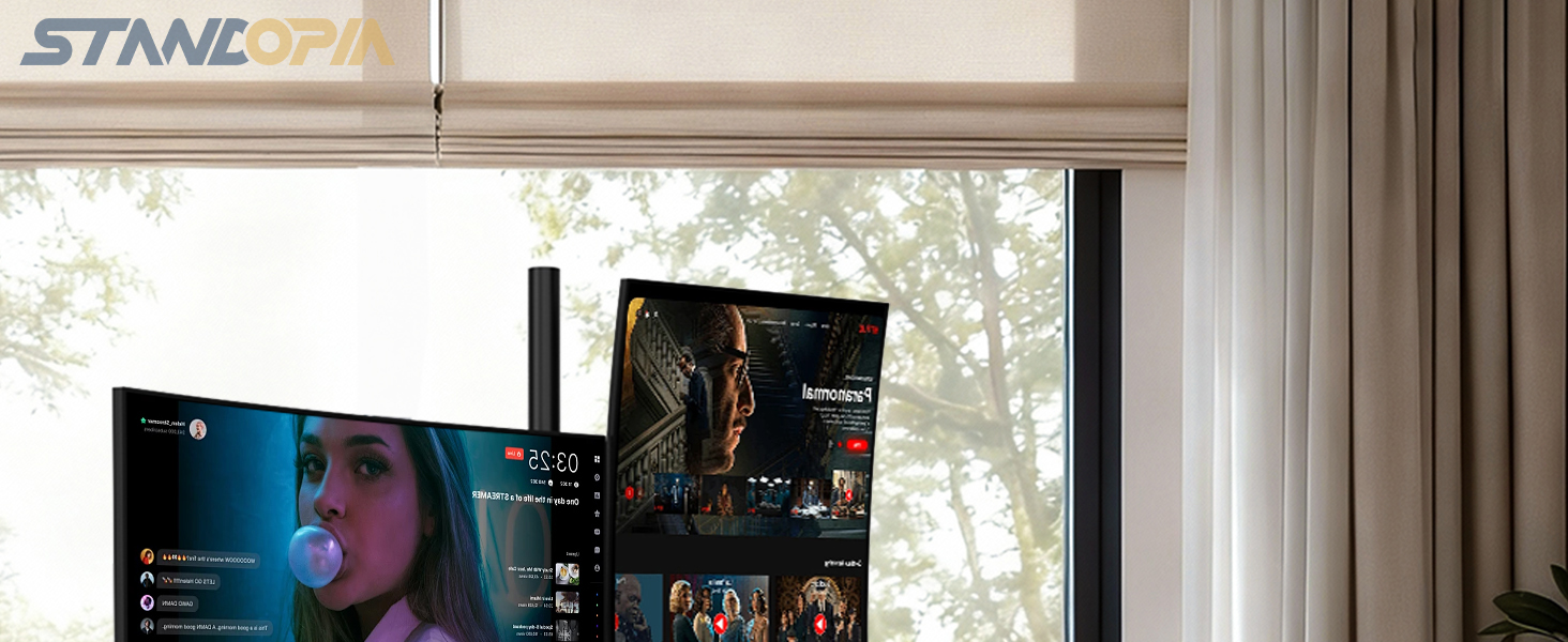 Підставка для монітора STANDOPIA на 2 монітори, 17-40 дюймів, 12 кг, регулювання висоти, нахил, поворот, VESA 75/100 мм