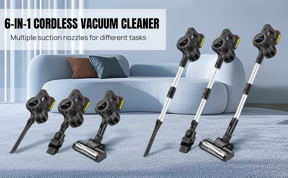 Бездротовий акумуляторний пилосос з антизаплутаною насадкою, фільтрація 99,999%, для будь-яких поверхонь, сірий колір, 2 акумулятори