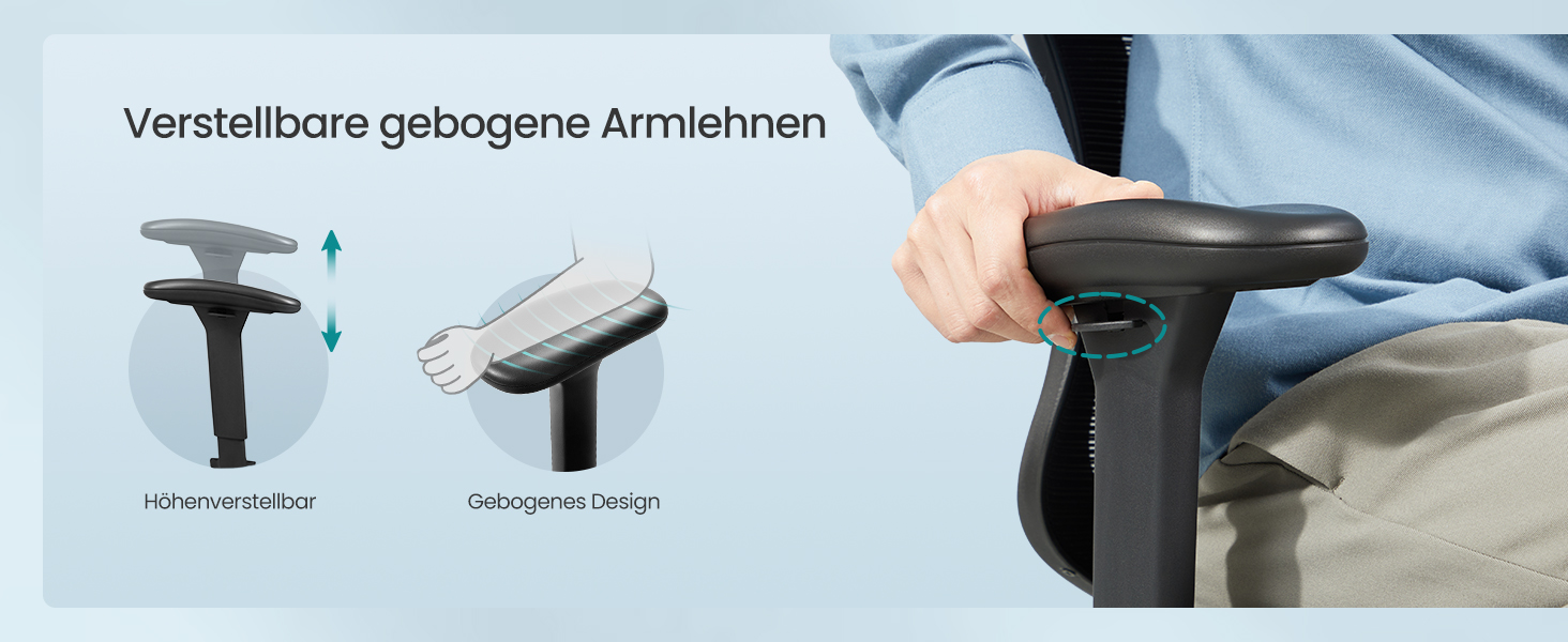 Крісло офісне SONGMICS, комп'ютерне, сітчасте, регульована поперекова підтримка та підголовник, вантажопідйомність 150 кг, регульована висота, чорний, OBN063B01