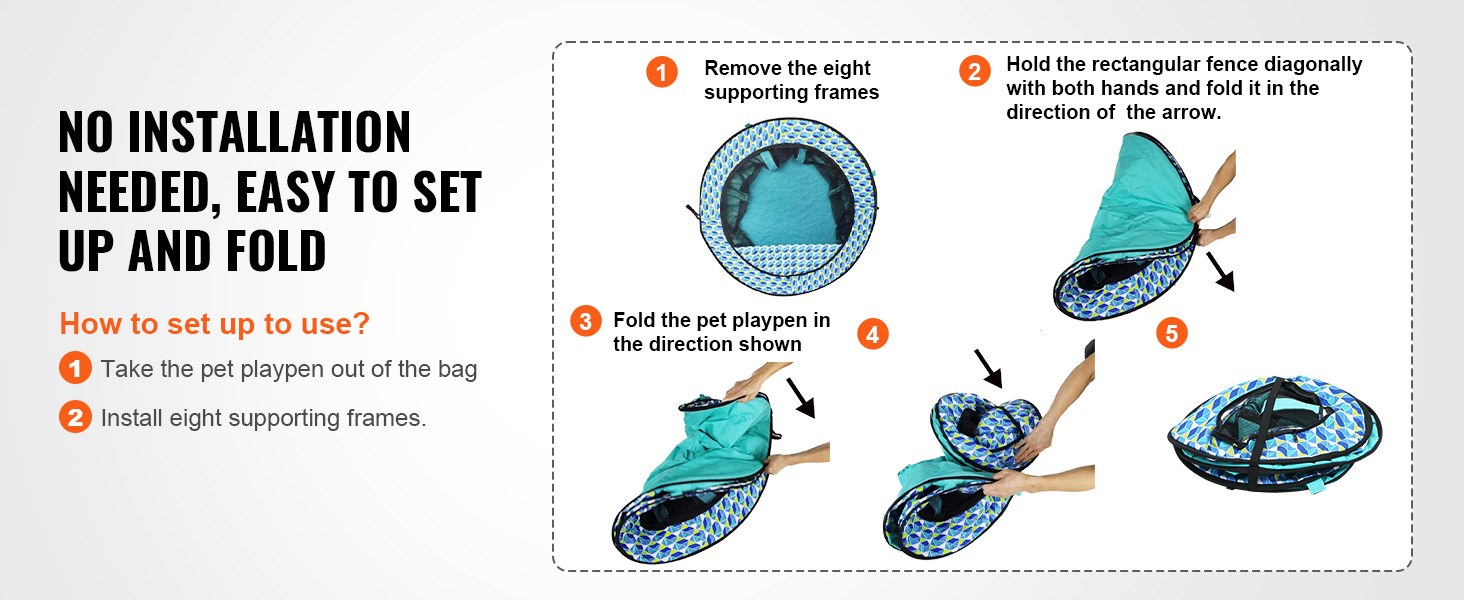 Клітка для цуценят VEVOR, розкладний вольєр для собак, 914 x 914 x 584 мм, 600D Oxford, для малих та середніх тварин (Блакитний)