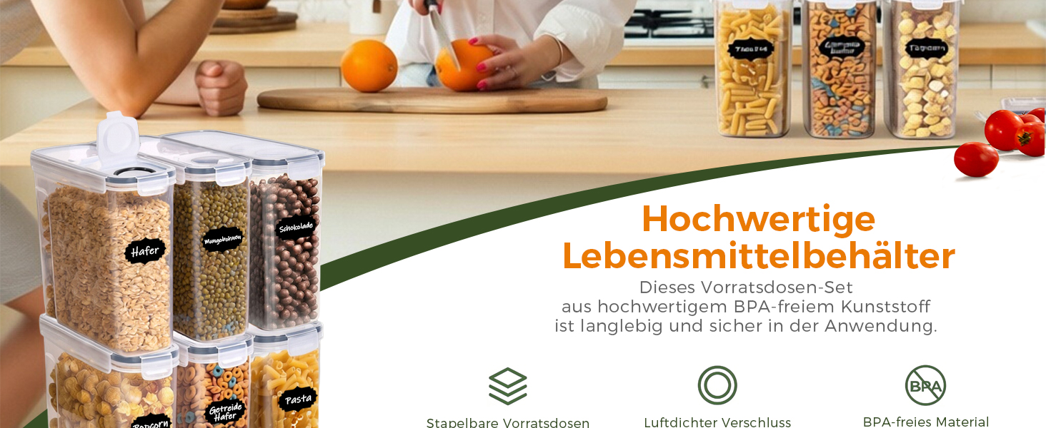 Герметичні контейнери GREELUE для зберігання продуктів 4л (6 шт) - BPA-free, набір для кухні