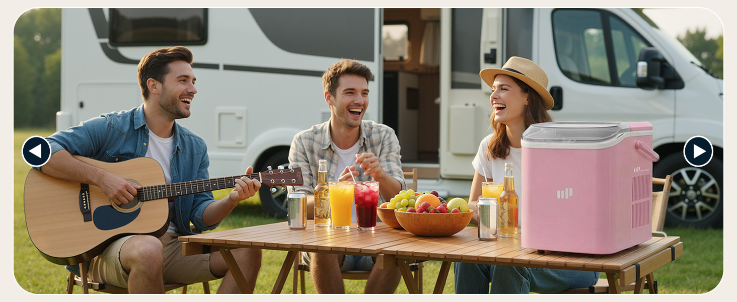 Машина для приготування льоду Upstreman BI12: рожева, автоматична очистка, для дому, кухні, офісу