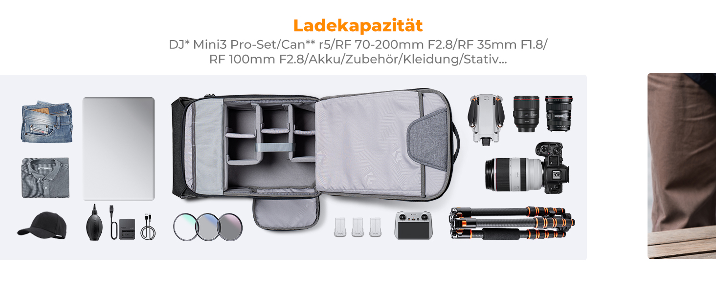 Водонепроникний фоторюкзак K&F Concept Rolltop 20Л для дзеркальних камер Canon, Nikon, Sony та ноутбука 15.6