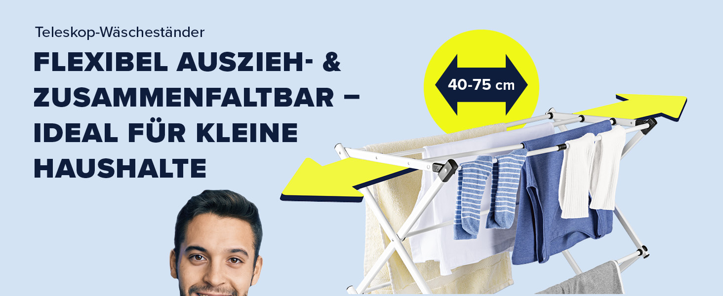 Сушарка для білизни EASYmaxx Wandwäschetrockner 400 - настінна, розтягувана, 80x40x10.5 см, 4 м довжини сушіння. Підходить для внутрішнього та зовнішнього використання.