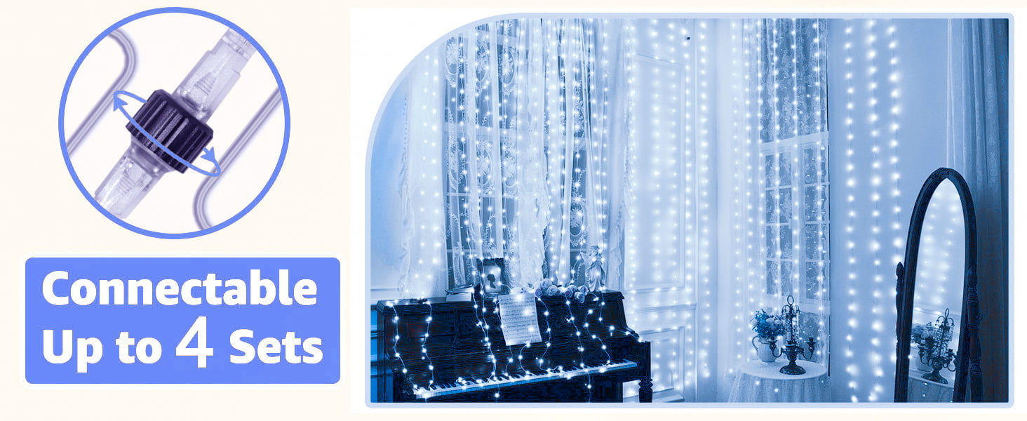 Льодогенератор Joycome 3м x 3м з 300 LED, 8 режимів, вологостійкий, для дому, балкона, вечірки, шматку, теплий білий