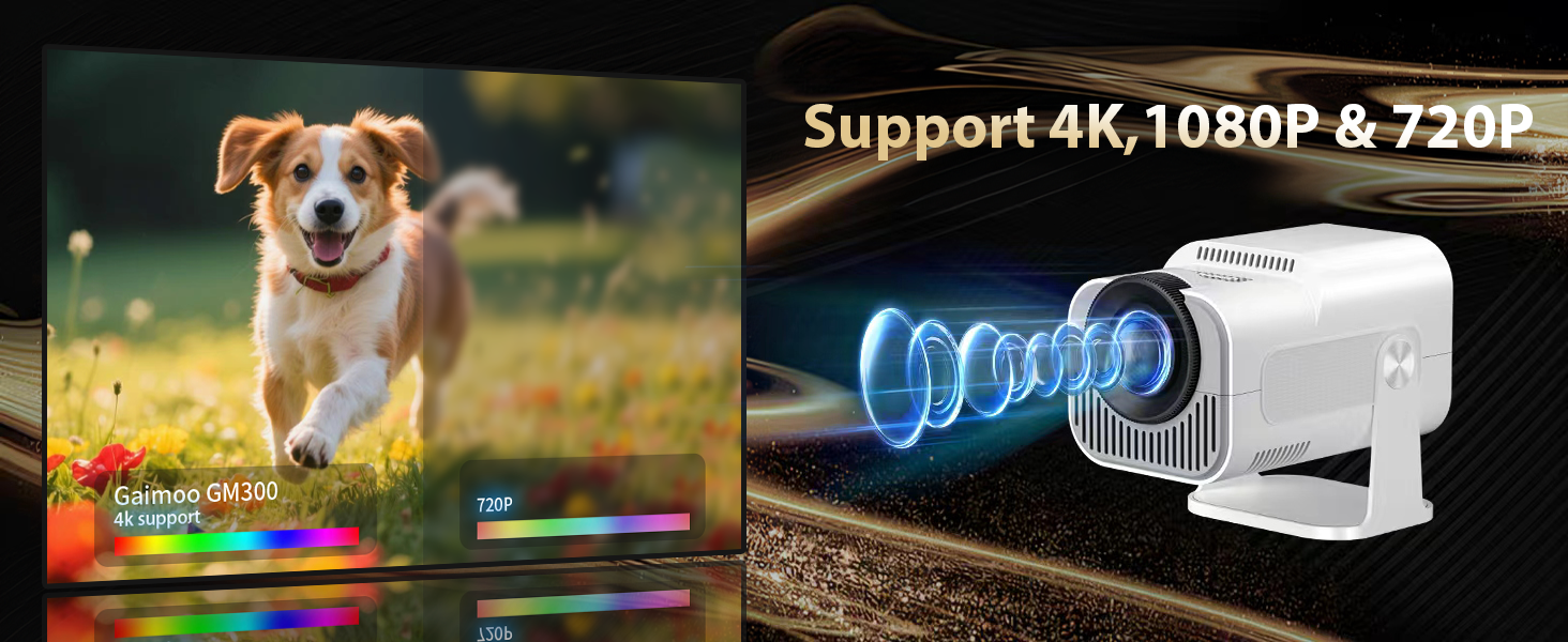 Портативний проєктор Mini Beamer 4K FHD (1920x1080) з Wi-Fi, Bluetooth та Android/iOS підтримкою для домашнього кінотеатру, білий