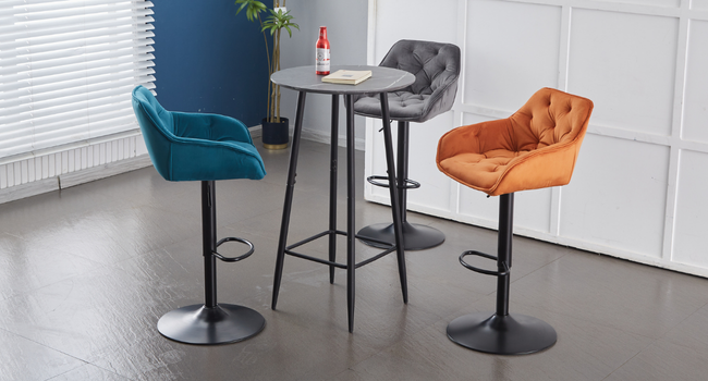 JaHECOME Adjustable Velvet Bar Stools (Set of 2) - Backrest, Kitchen Counter Height, Teal