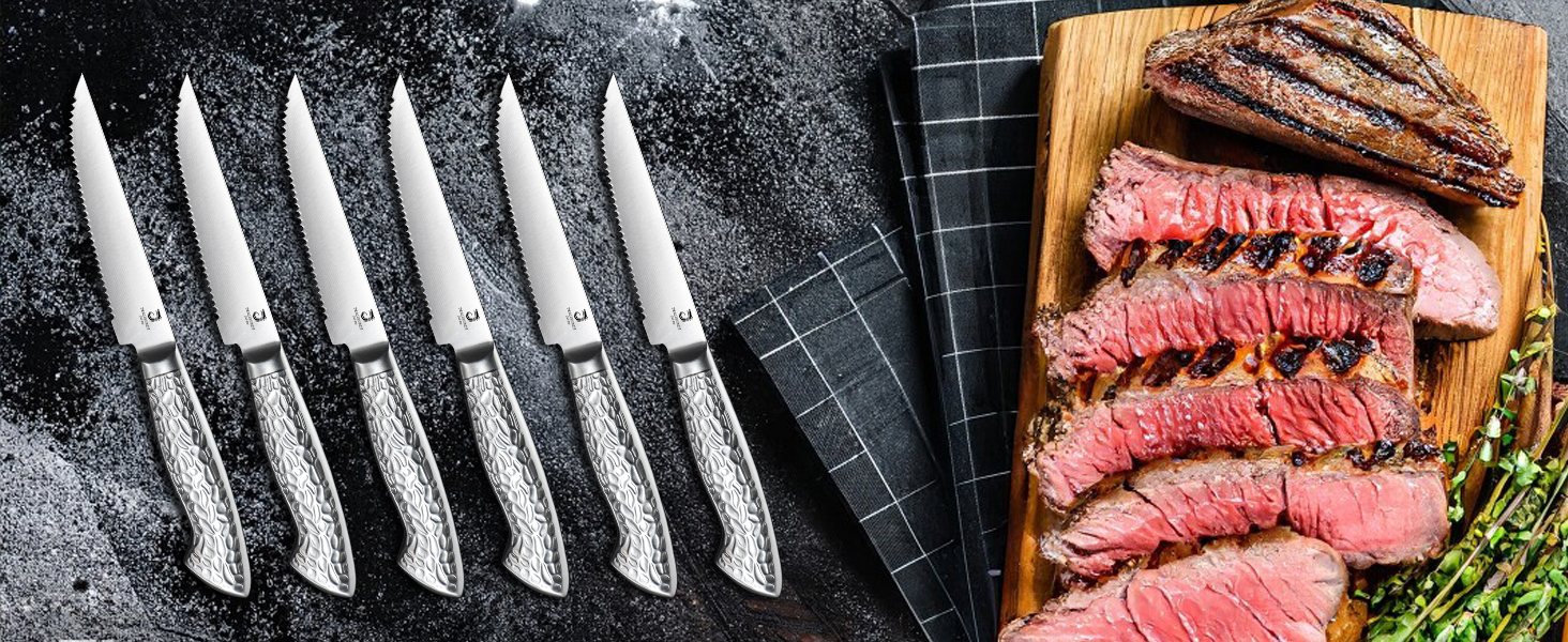 Dragon Riot 14-Piece Self-Sharpening Knife Set with Block - Professional Japanese Stainless Steel Kitchen Knives, Ergonomic Grip, 30cm