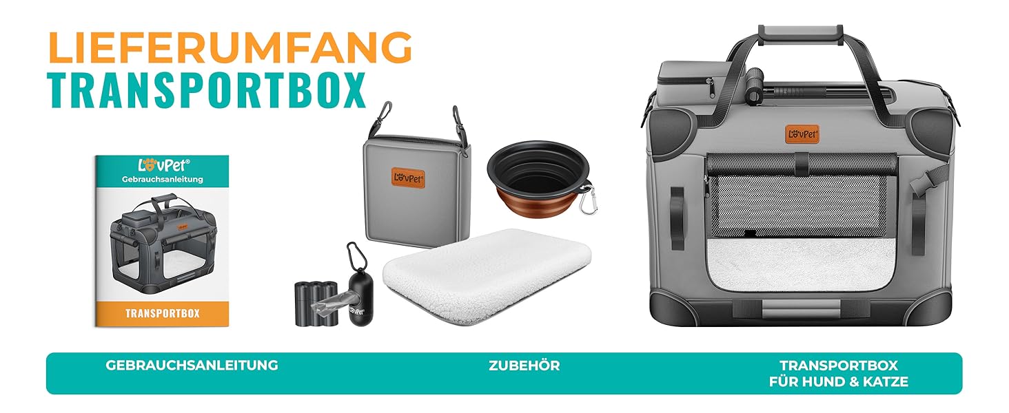 Транспортна переноска для собак та котів M 60x42x44 см | Складана переноска для тварин з мискою та плечовим ременем | Для котів та собак, сірий колір