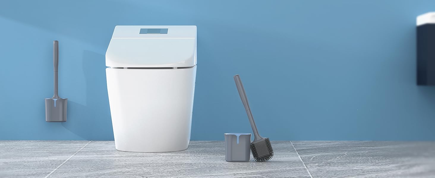 MR.SIGA Набір для туалету: щітка та тримач, кріплення на стіну без свердління, сірий