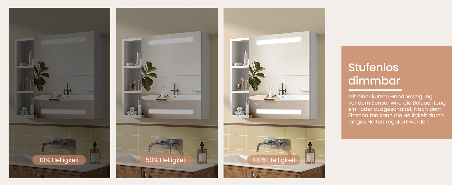 Дзеркальна шафа для ванної кімнати AQUABATOS з розеткою та підсвічуванням LED, 50x70 см, шафа для ванної кімнати, дзеркало з інфрачервовим сенсором, регулювання яскравості, антизапарювання, холодне біле світло