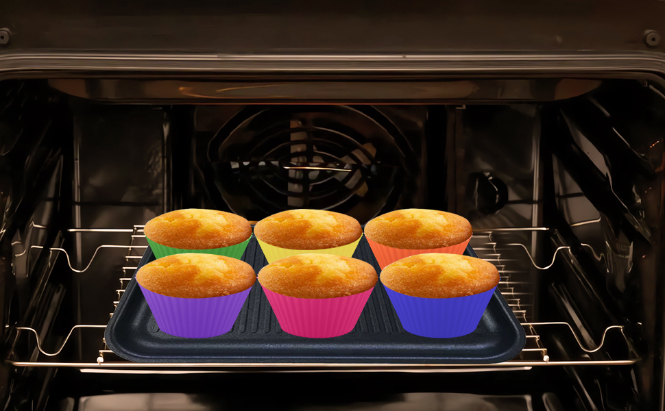 28 Формочки для мафінів з силікону, 6 типів, багаторазові, антипригарні, для випічки, кольорові