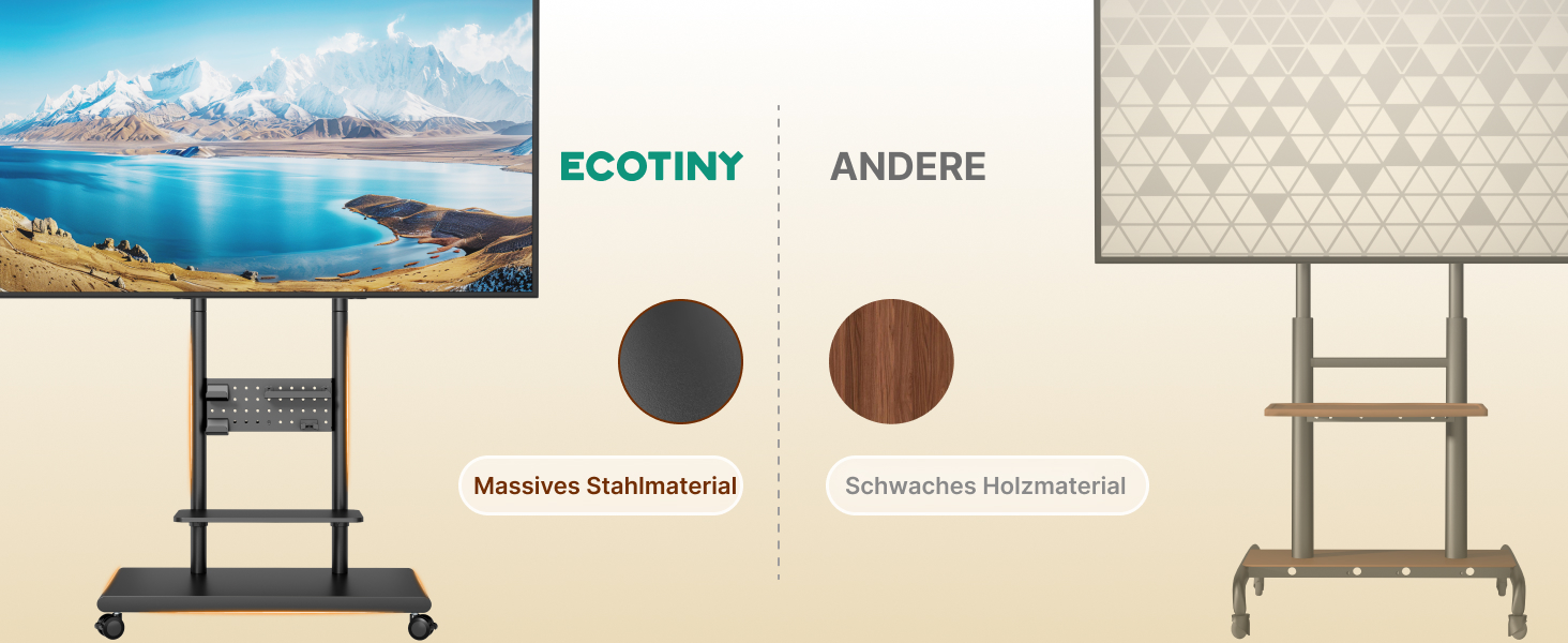 Підставка для телевізора на колесах, 50-90 дюймів, до 70 кг, регульована висота та нахил, з полицями, VESA 600x400 мм
