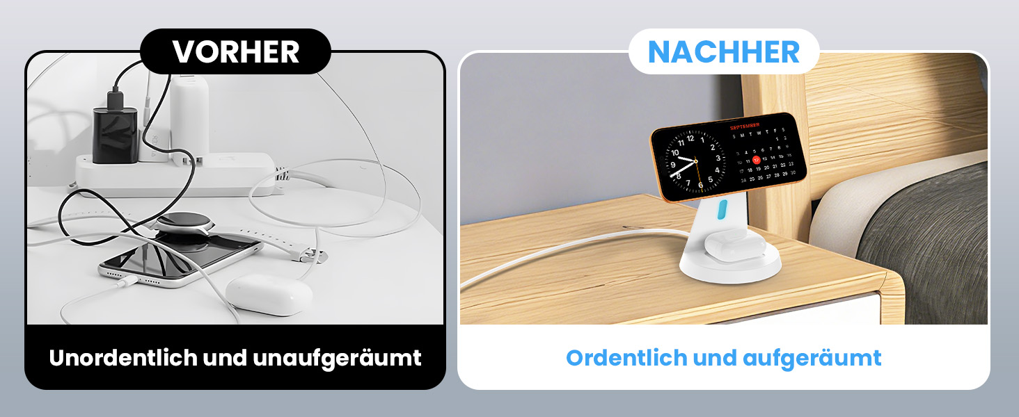 Зарядна станція JoyGeek 3-в-1 для Apple Watch, iPhone (MagSafe), AirPods (біла) - Бездротова зарядка для iPhone 12-15, iWatch 11-2/Ultra/SE, Airpods 2-4