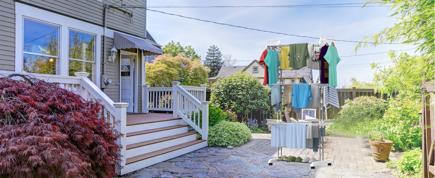 Розкладний сушильник для білизни Innotic з 4 ярусами та колесами (білий/сірий)