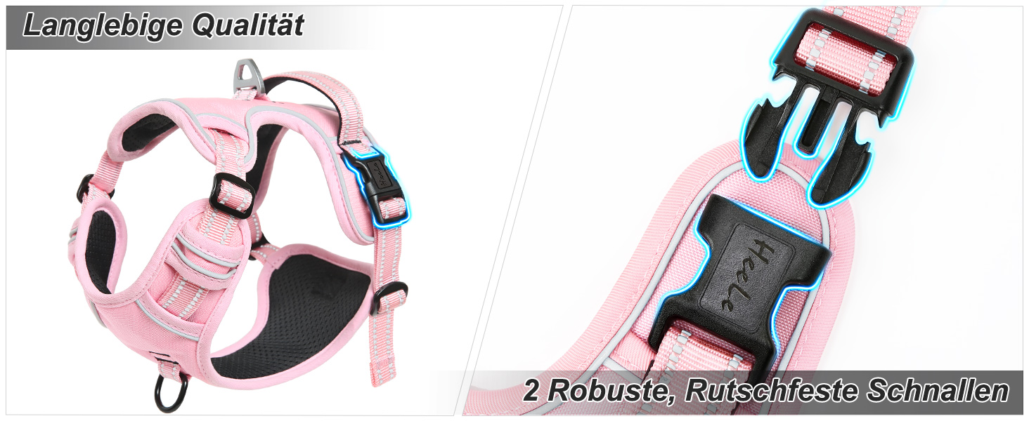 Шлейка для собак HEELE з регулюванням натягу, світловідбиваючі елементи, м'яка ручка, контроль, 2 металеві кільця, для малих, середніх та великих собак, Aree, Зелений, C-Aree Grün (XS, Uni-Pink)