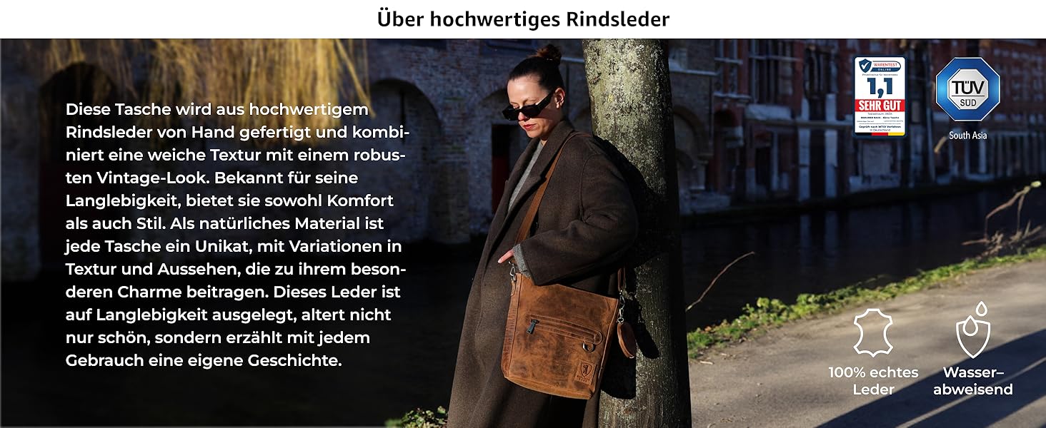 Сумка через плече Berliner Bags Siena Vintage з натуральної шкіри - жіноча сумка-месенджер (Горіховий колір)