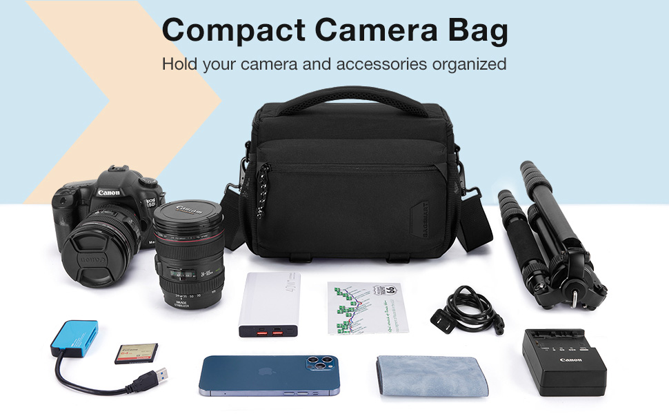 Сумка для камери Bagsmart: водонепроникна фотосумка для DSLR/SLR з дощовиком, чорна