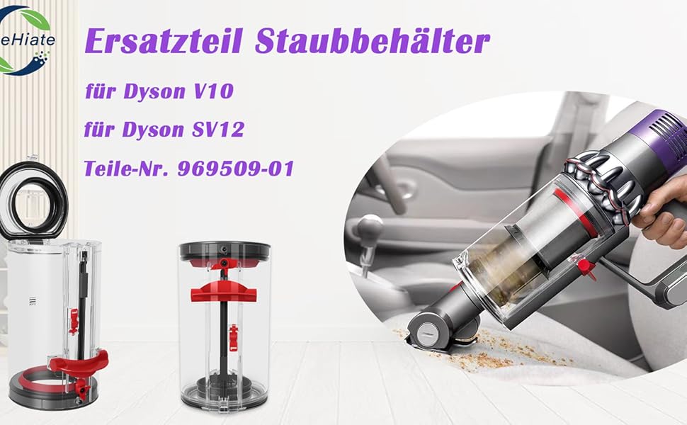 Dyson V10 Dust Bin Replacement - Large Capacity Accessory for Dyson V10 Absolute/Animal (Part # 969509-01)
