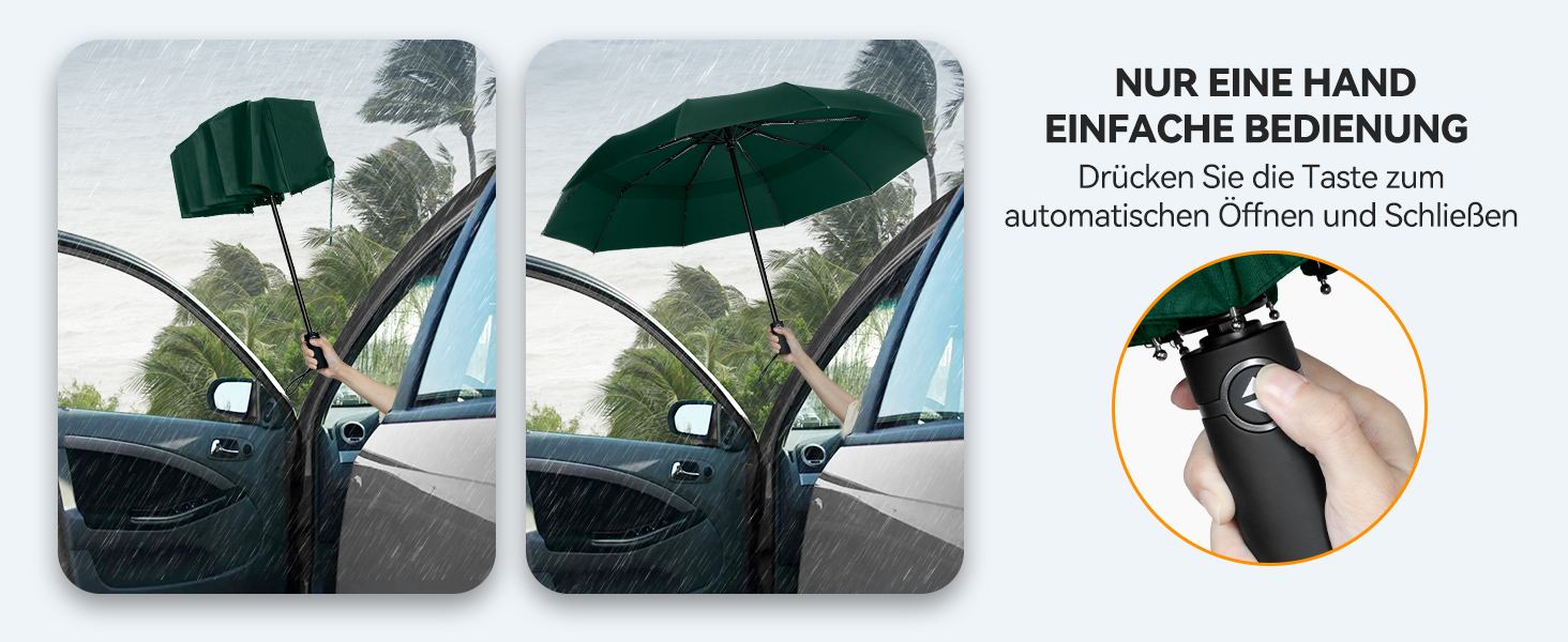 TECKNET Штормовий парасолька: великий, автоматичний, з 10 ребрами, 104 см, стійкий до вітру, компактний, для чоловіків та жінок (зелений)