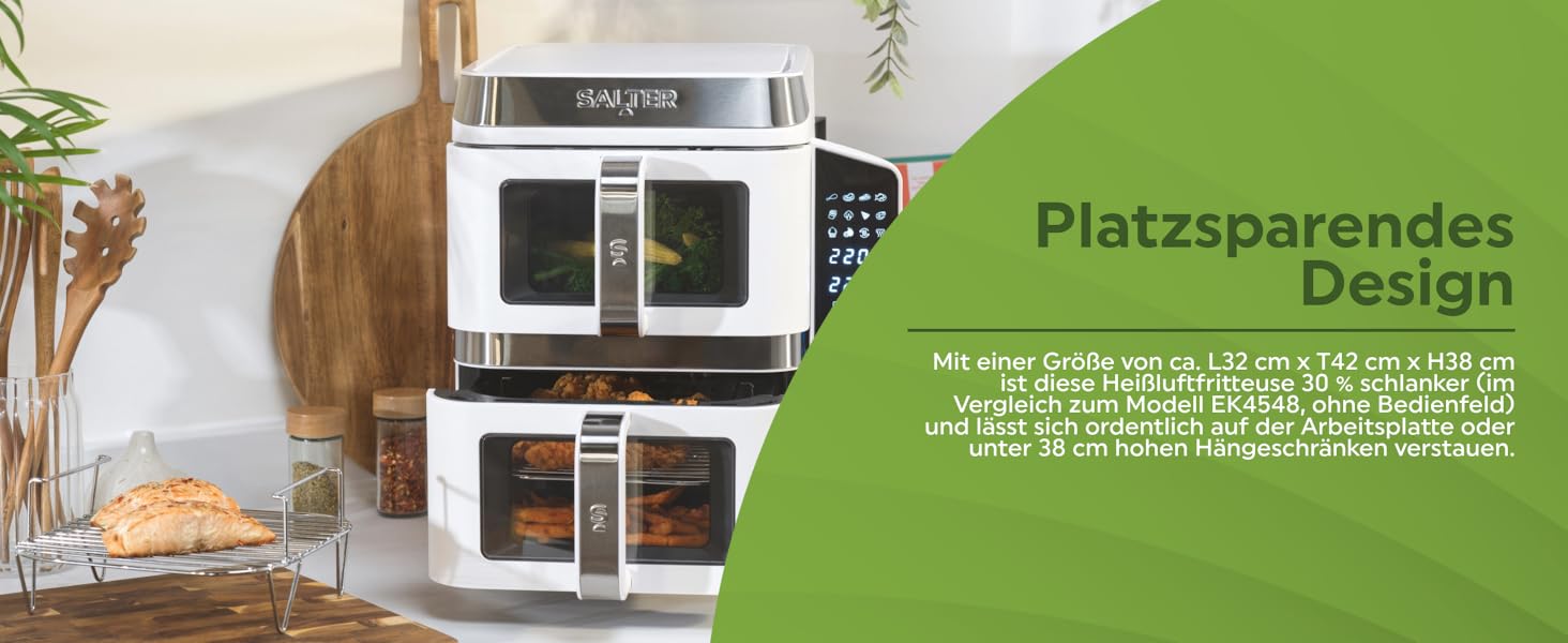 Фритюрниця Salter VertiCook View з вертикальною подвійною шухлядою, 9л, 12 функцій, без PFAS