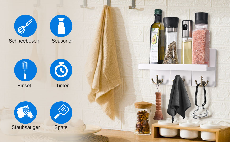 Дерев'яне ключниця з полицею та 6 гачками, ключниця на стіну для прихожей, коридору, кухні (Колір: Коричневий)