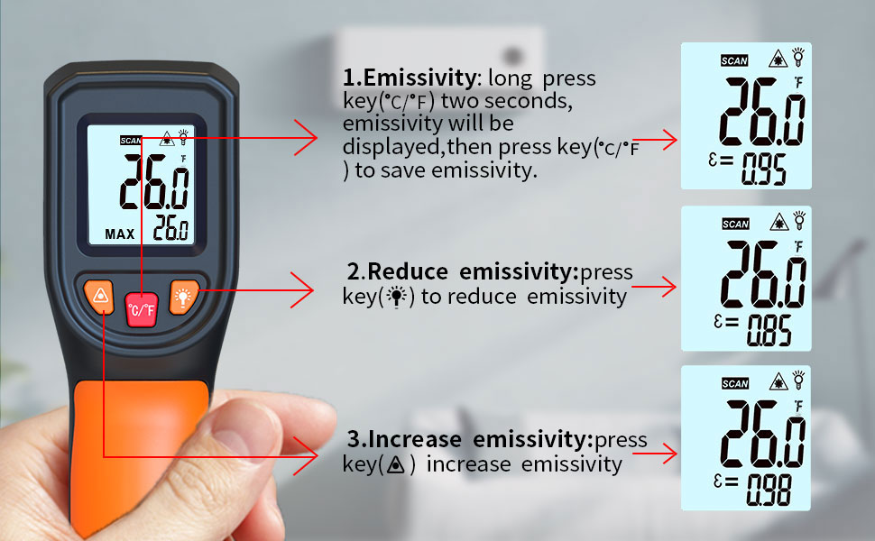 Інфрачервоний термометр, цифровий лазерний вимірювач температури -58°F~1112°F (-50°C～600°C) IR термопістолет (Не для людей). Ідеально підходить для приготування їжі, смаження, кухні, барбекю, м'яса, цукру, морозильної камери