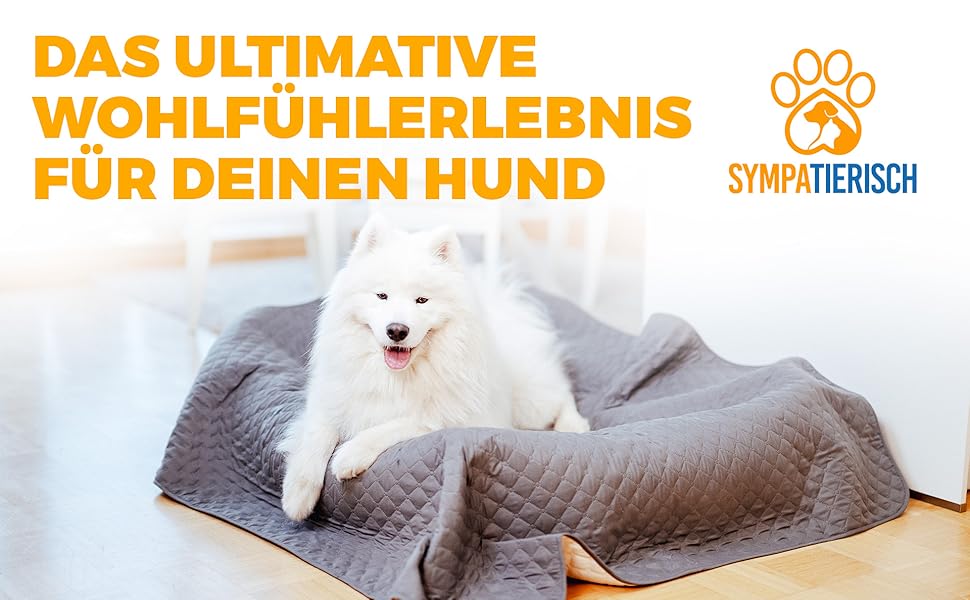 Водонепроникний плед для собак SympaTierisch - захисний килимок для дивана та ліжка - нековзкий, підходить для великих собак, можна прати в пральній машині, 100 x 80 см, сірий