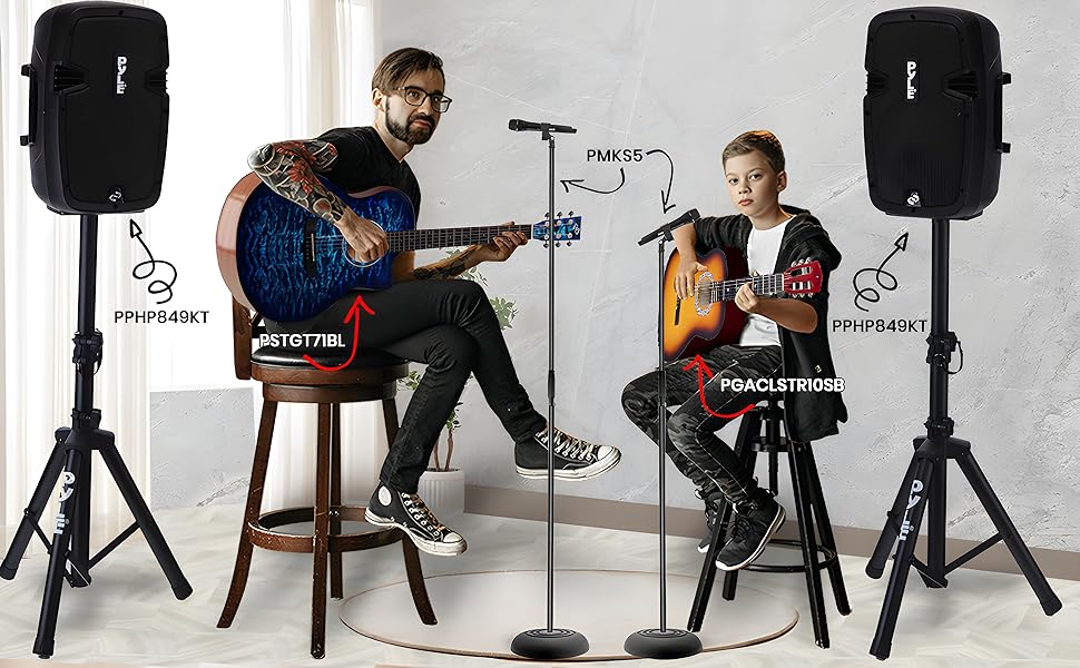 Акустична гітара Pyle для дітей та початківців, ½ розміру, з аксесуарами (сумка, тюнер, медіатор), чорний матовий сонцевий бьорст, 91 см