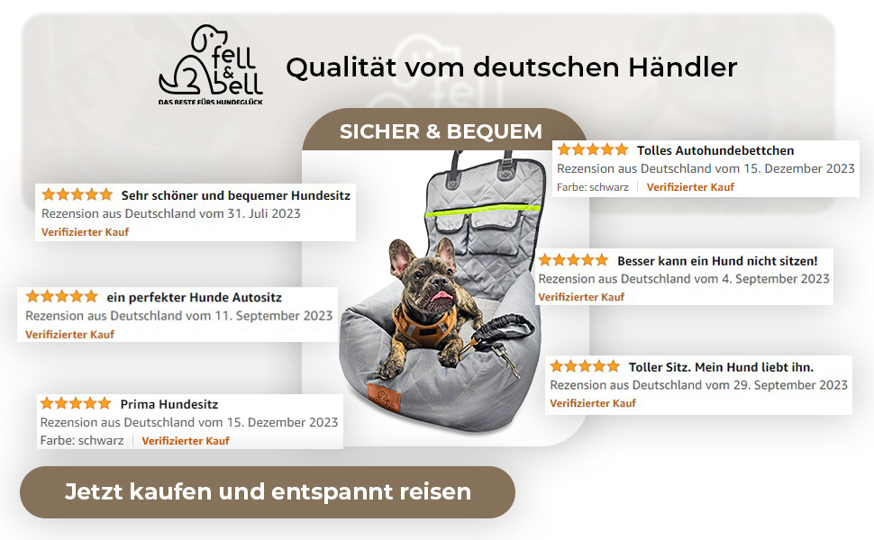 Автомобільний лежак для собак середнього розміру Fell & Bell, чорний | 2-в-1, зручний та стильний, для подорожей