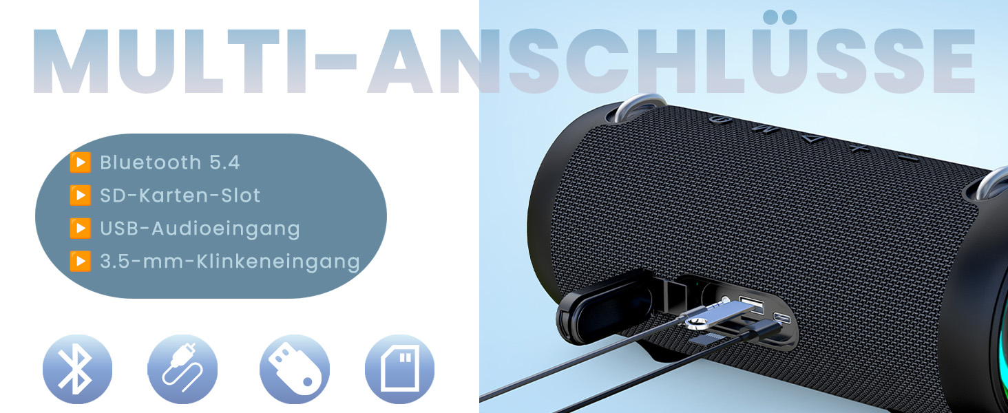 Портативна Bluetooth колонка MIFA A90 60W, водонепроникна IPX7, RGB підсвітка, до 30 годин, USB/MicroSD/AUX, TWS, з чохлом та ремінцем