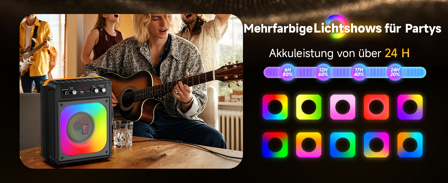 Караоке машина з 2 мікрофонами, портативна караоке система з бездротовими мікрофонами, Bluetooth колонка з LED-підсвіткою для дорослих та дітей, TX06 -NEW