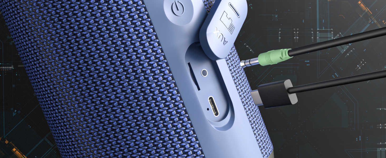 Bluetooth портативна колонка RIENOK з підсвічуванням, IPX7, 3600 mAh, баси, стерео звук (Блакитний)