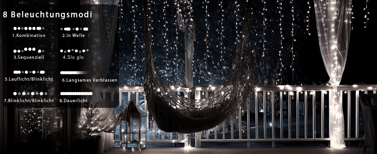 Гірлянда світлодіодна для прикраси саду, дому, на Різдво, 30м, 230 LED, тепле біле світло, 8 режимів, з пультом, вологостійка