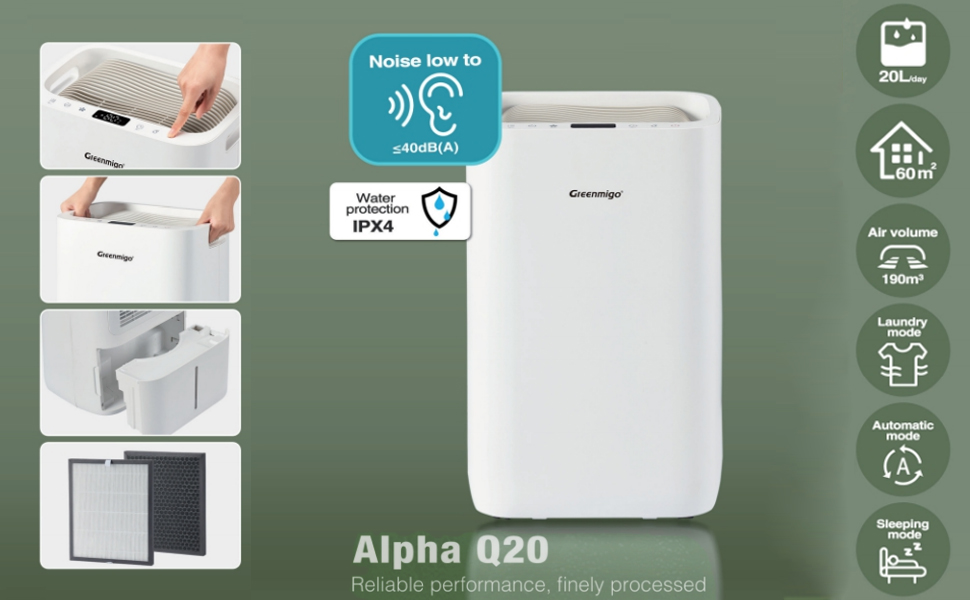 Зволожувач повітря Greenmigo 13L/24h - Електричний осушувач для дому, квартири, підвалу. Захист від вологи та плісняви, до 50 м²