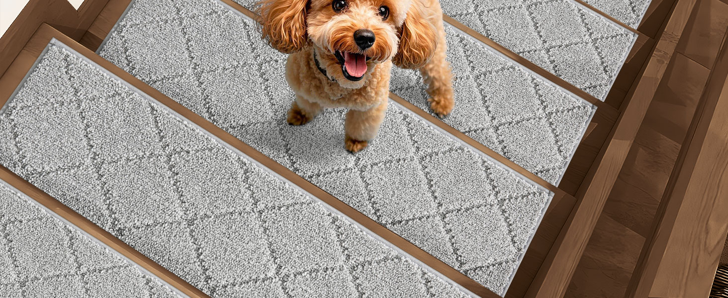 Ковзаючі сходи COSY HOMEER (4 шт.) 70x22 см, антиковзаючі, самоклеючі, машинне прання, 100% поліестер, TPE-підкладка, для дітей, літніх людей та домашніх тварин, сірі