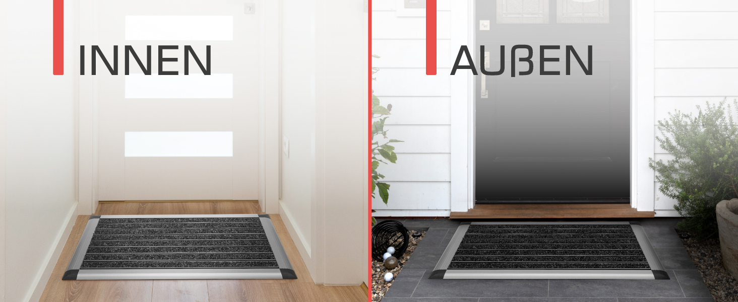Aluminum Outdoor Doormat - 50x80cm Non-Slip Shoe Mat - Blue-Gray Metallic - Rust-Proof