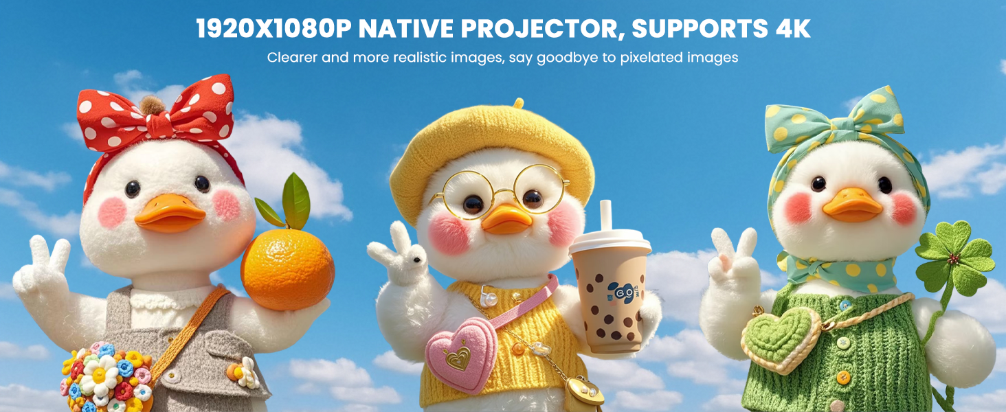 Портативний проєктор Beamer 4K з автофокусом, WiFi 6, Bluetooth 5.4 та інтегрованими додатками (2026 модель). Підтримка HDMI, TV Stick, Memory Stick, Laptop. Чорний