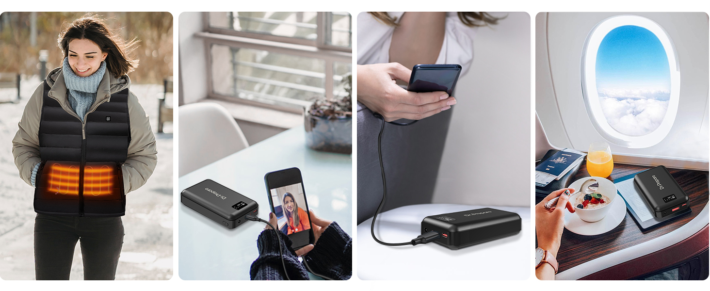 Powerbank Dr.Prepare 16000 mAh: заряд для обігрівальної жилетки, телефону, планшета, маски для очей, вентилятора. 3 виходи: USB, Type-C (In/Out), DC 5V/7.4V
