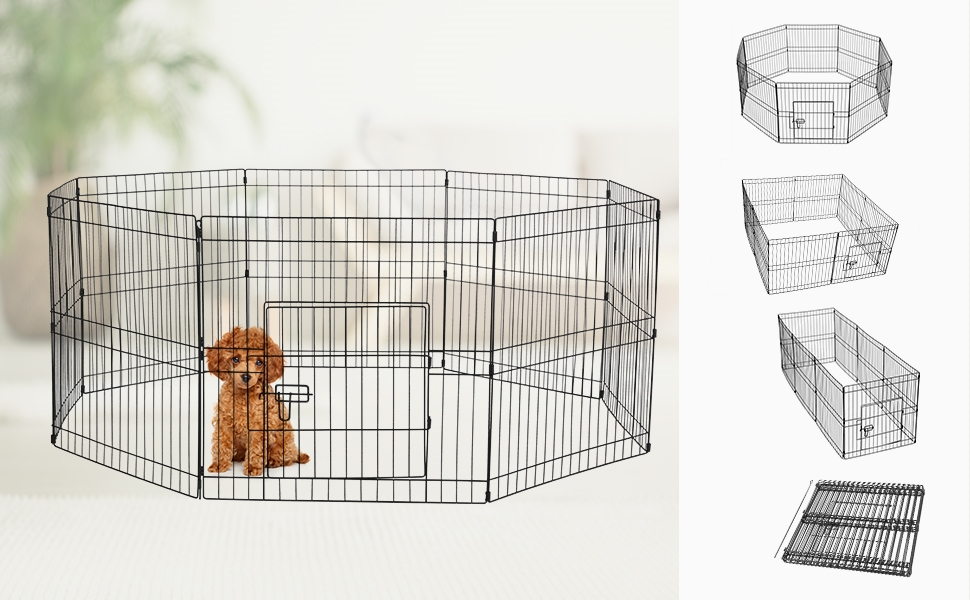Клітка для цуценят Yaheetech 8-секційна з воротами, 61x61 см, для собак, котів, кроликів