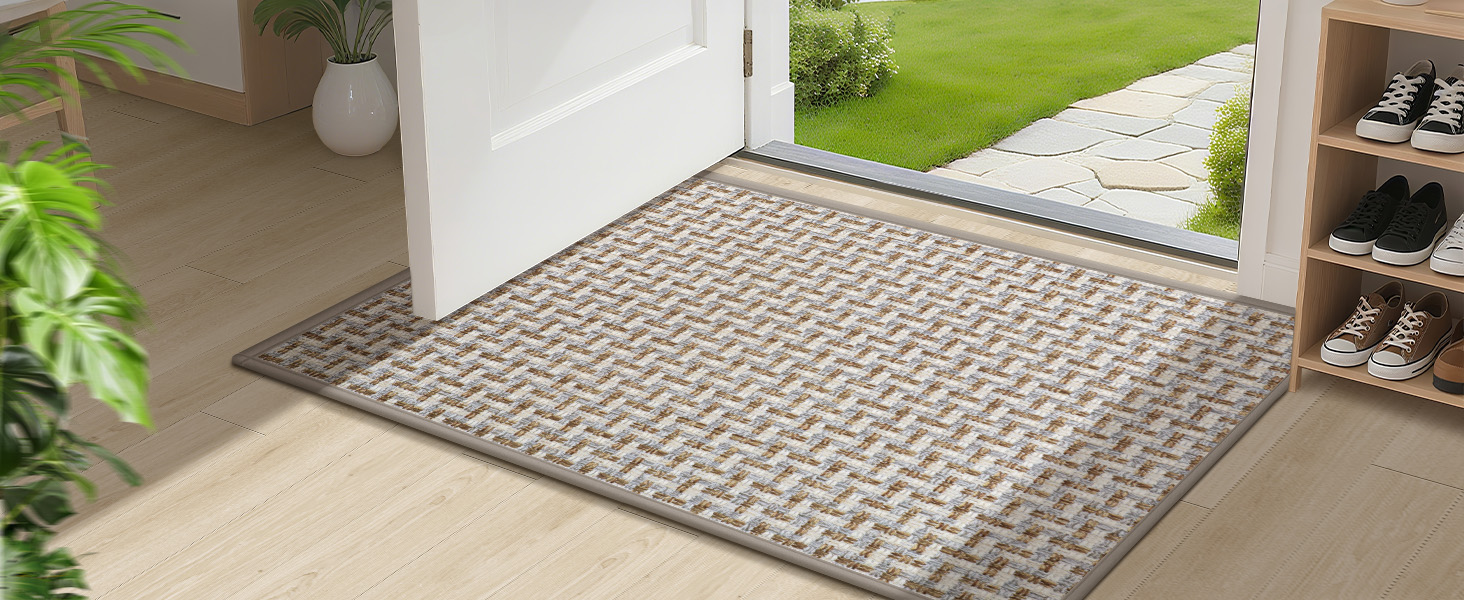 Придверний килимок LEKEEPGO протиковзкий вологопоглинаючий (сірий, 43x75 см) — універсальний килимок для входу, дому та вулиці, що миється