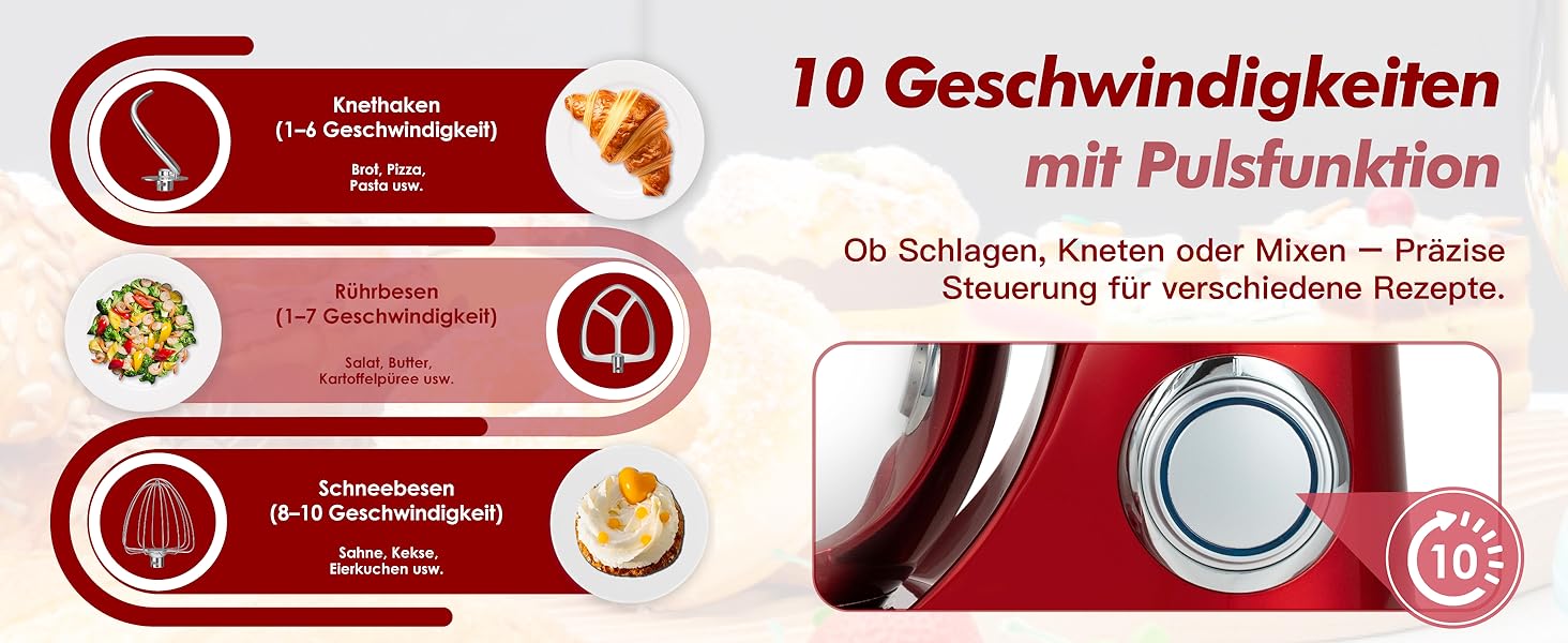 Кухонний комбайн Kitchen in the box, планетарний міксер з чашами 4,5 л та 5 л, 1300 Вт, 10+ швидкостей, набір насадок (крюк, вінчик, міксер)