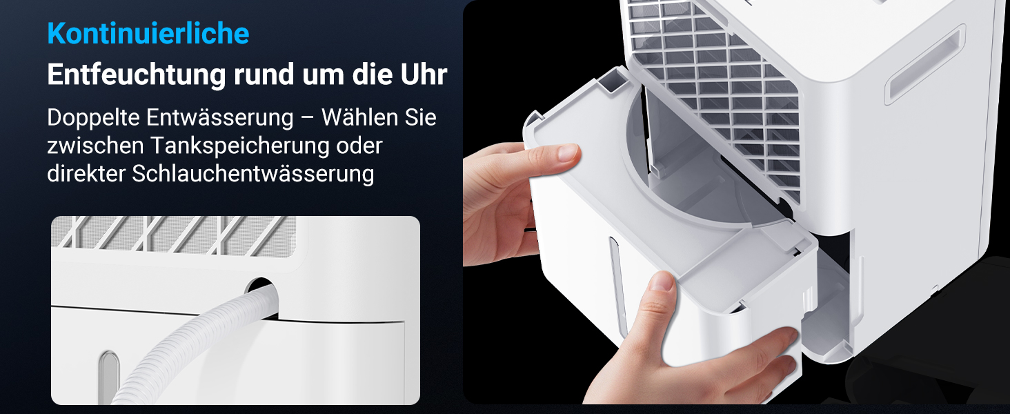 Електричний осушувач повітря 20л/день з датчиком вологості та LED дисплеєм, таймером, 3 режими, для спальні, офісу, підвалу, безперервна подача, білий